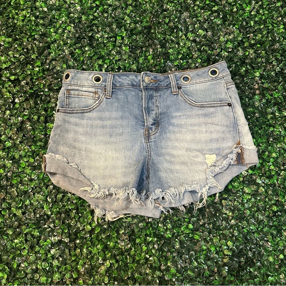 Altar'd State Denim Shorts Distressed Frayed Hem 27